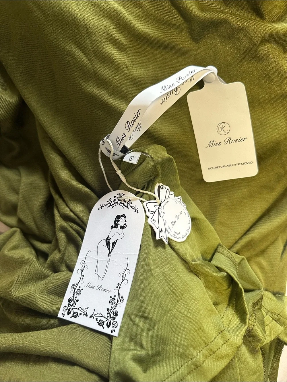 Olive Green Draped Maxi Dress with Ruched Details - Picture 4 of 5